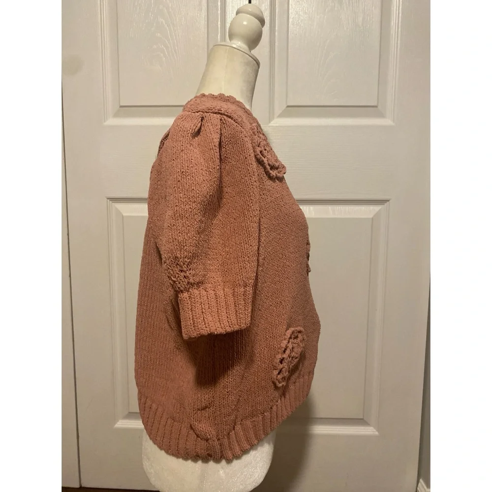 Joie Rosette Dusty Rose Short Sleeve Sweater Size XL